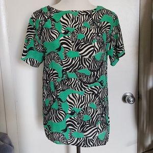 Vintage Lilly Pulitzer Silk Zebras Top Size  14